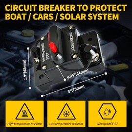 Bolipoeq Bolipoeq 100Amp Circuit Breaker DC 12V-48V for Marine Boat Trolling Motor Automotive RV Trailer Car Solar System Battery Disconnect with Manual Reset Switch, IP67 Waterproof (Pack of 4)