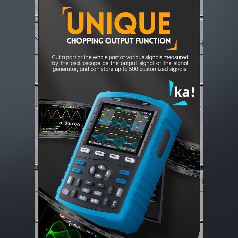 Fluorescent Digital Oscilloscope 2.8in Display 3000mAh Dual Channel Signal Generator