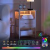 Yoobure Night Stand with Charging Station, LED Nightstand for Bedroom,