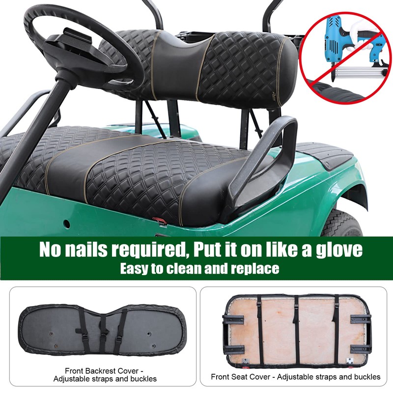 Roykaw Golf Cart Seat Covers Kit Fit for EZGO TXT