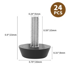 Rierdge Leveling Foot Adjuster M6 x 15mm Screw in Threaded Furniture Feet for Chairs Table Cabinet, 24 Pcs
