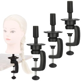 YOUNGSAY Set of 3 Practice Head Holder, Adjustable Doll Head Stand, Black Doll Head Stand, for Wig Styling Display