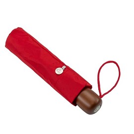 Fulton Stowaway Deluxe-1 Umbrella, Compact Folding, Genuine Wood Handle, Reliable Travel Size (Red)
