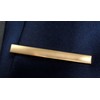 Tie Clip 5.6 cm Short Gold-Plated Matt Brushed with Brown