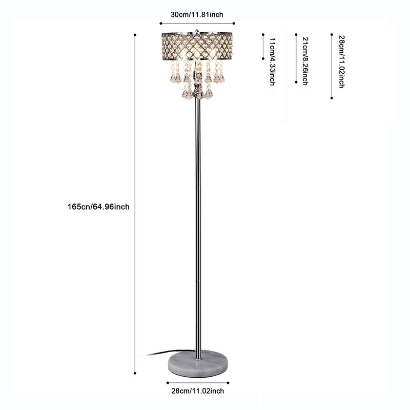 Hsyile KU300256 Mini European Crystal Floor Lamp for Living Room,Bedroom,Office,Chrome