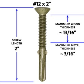 Jake Sales #12x2" Reamer Tek Torx/Star Head Self-Drilling Wood to Metal Screws - for Flatbeds, Trailers or Fastening Wood to Steel - T-30 Torx Screw Head (1 Pound - 68 Approx. Screw Count)