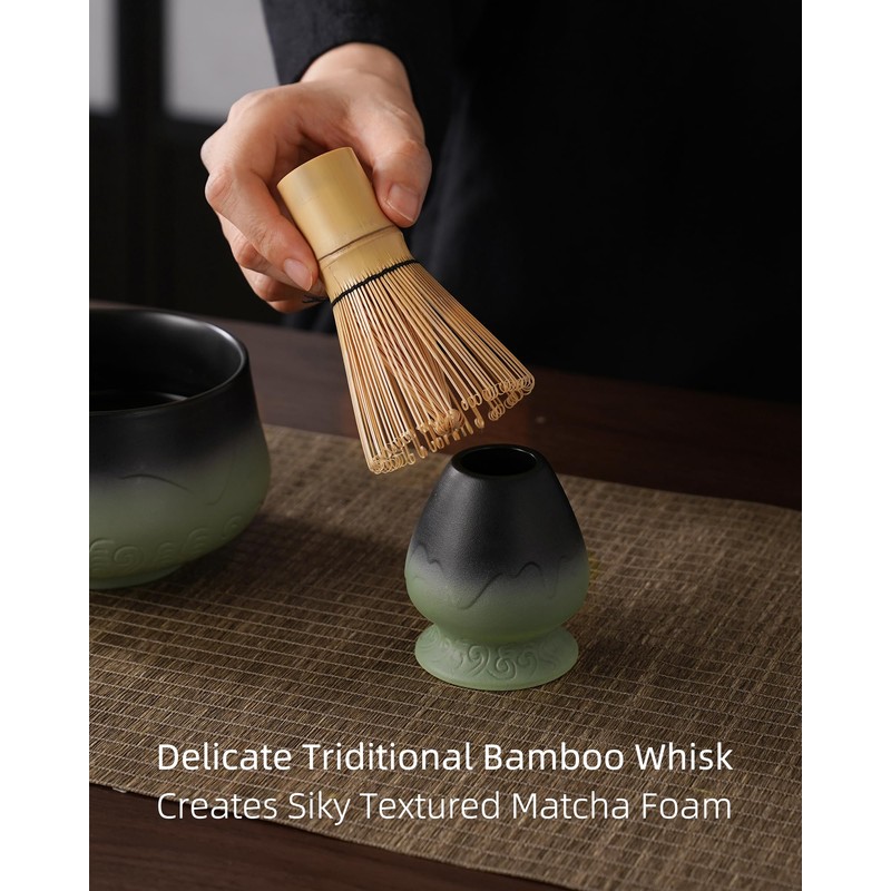 ZENS Matcha Tea Set with Bamboo Whisk, 6pcs Matcha Tea