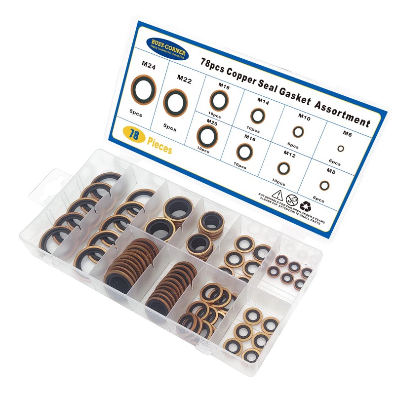78 PCS 10 Sizes Copper Metric Bonded Seal Dowty Washer,