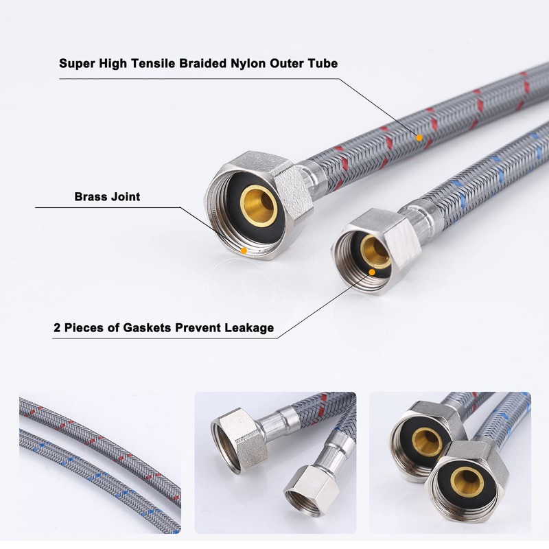 ARCORA 30” Length Faucet Hose Connects Bathroom Kitchen Sink to