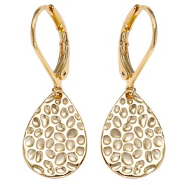 Gold Hammered Teardrop Earrings, Teardrop Hammer Pattern Leverback Drop Dangly Earrings Trendy Gold Lever Dangle Earring for Women Fashion Dangling Ear Jewelry Accessories