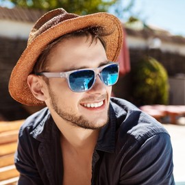 ACBLUCE Polarized Sunglasses for Mens Womens Driving Fishing Golf Beach Sport Running Glasses Blue Trendy Retro Fashion Mens Shades