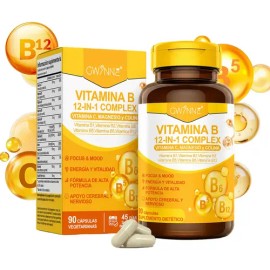 Gwynne Complejo De Vitamina B,receta 12 En 1,con Vitamina C,b2,b12,b1,b3,b5,b6,colina,magnesio Y Inositol, Apoyo Energía,cerebral Y Cardíaco,90...    
