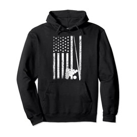 Vintage USA Flag Pool Stick Funny Billiards Gift Men Women Pullover Hoodie