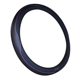 Funda para volante de barco de piel de microfibra de 13 a 13.5 pulgadas (negro morado)