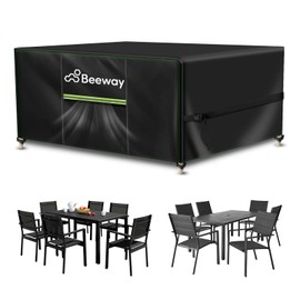 BEEWAY Garden Furniture Cover With Air Vent, Waterproof Patio Rattan Sofa Table Chair Set Cover - 420D Oxford Fabric, Windproof - Rectangular 170 x 94 x 72cm