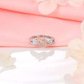 925 Sterling Silver Mom Nana Sister Daughter Bestie Ring for Women I Love You Forever Mothers Day Christmas Birthday Rings Jewelry Gifts (Sister, 5)