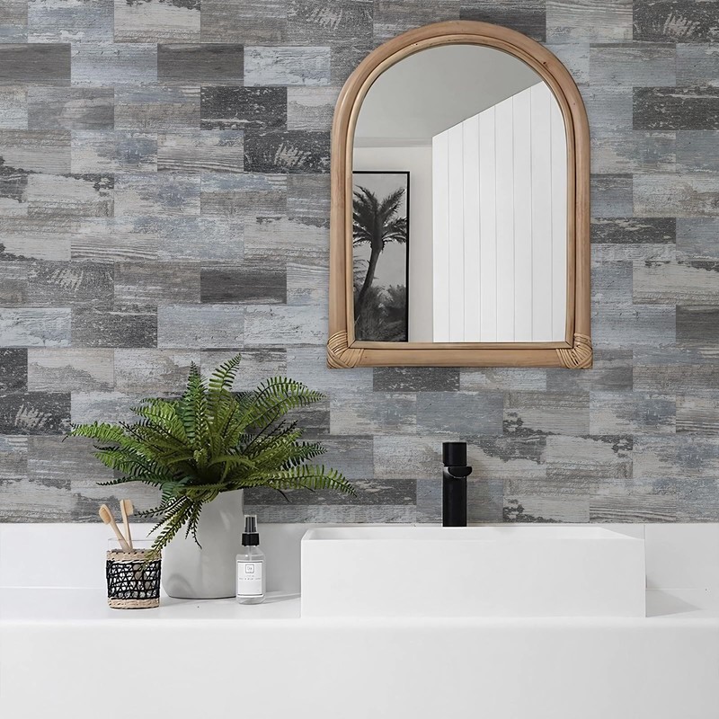 Vamos Tile 100-Piece Peel and Stick Backsplash Seamless Tile,3''x6'' Distressed