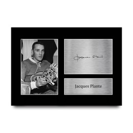 HWC Trading Jacques Plante Montreal Canadiens Gifts Printed Signed Autograph Picture for Ice Hockey Fans - A4