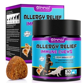 HUALIJIA Dog Allergy Relief Treats(30 Chews), Itch and Immunity Treats for Dogs - Soothe Itchy Skin, Paws, Eyes, Ears - Stop Itching, Licking, Scratching for All Breeds and Sizes, Peking Duck Flavor