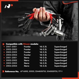 A-Premium 6 piezas de cables de bujía compatibles con Nissan Frontier 2001-2004 3.3L, Xterra 2002-2004 3.3L