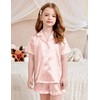 Arshiner Girls Pajamas Silk Satin Pajama Set 2 Piece Button