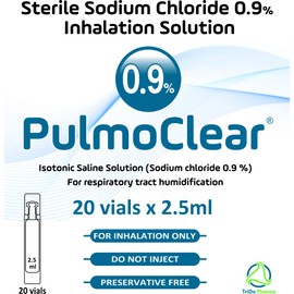 PULMOCLEAR Sterile Isotonic 0.9% Sodium Chloride - NaCl Inhalation Saline Solution for Airway Humification – 40 X 2.5 ml Unit Dose Vial, Pharmaceutical Grade