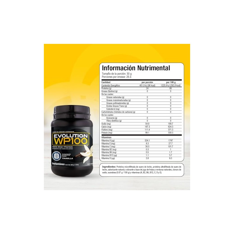 EVOLUTION, Protena de Suero de Leche, WP100, Whey Protein, 18