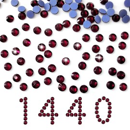 Liliume 1440 Pieces Hotfix Rhinestones SS20 Dark Red Rhinestones 20 Colours 4 Sizes Round Glass Rhinestones for Clothes Shoes DIY Crafts (Dark Red SS20)