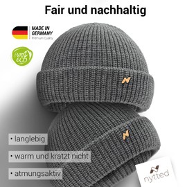 NYTTED® Troyer Hat for Men and Women – Made in Germany – Fisherman Beanie Made of 100% Finest Virgin Wool I Winter Hat Men I Troyer Men I Fishing Hat Men, lightgrey