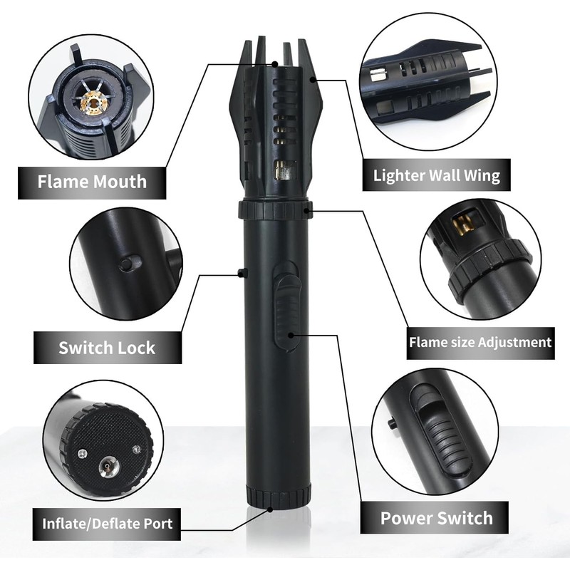Torch Lighter, Bright Fire Lighter with Safety Lock and Adjustable