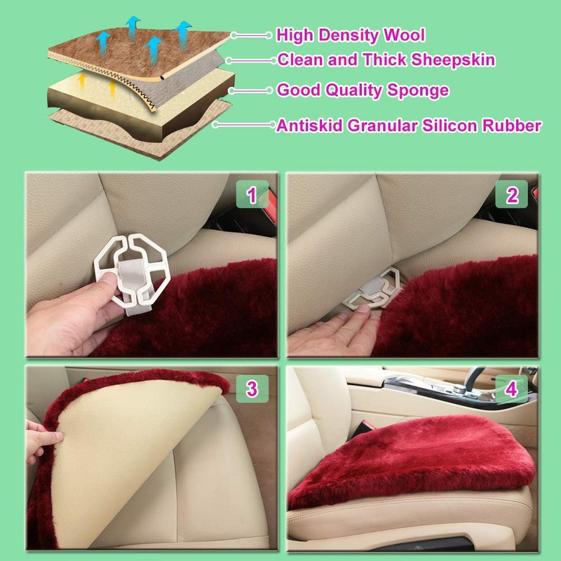 OGLAND 2 Pack Fluffy Genuine Australia Sheepskin Car Seat Cover