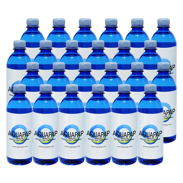 AQUAPAP 16.9 Ounce 24 Pack | 2 Month Supply | Clean Vapor Distilled CPAP Water | 2-3 Nights per Bottle |for use with All Sleep Machines