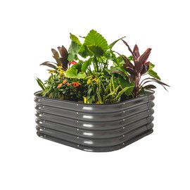 Vego garden Raised Garden Bed Kit, 17" Tall 4 in 1 Modular Metal Raised Garden Beds Kit, Metal Planter Box for Vegetables, Flowers, Herbs, Modern Gray