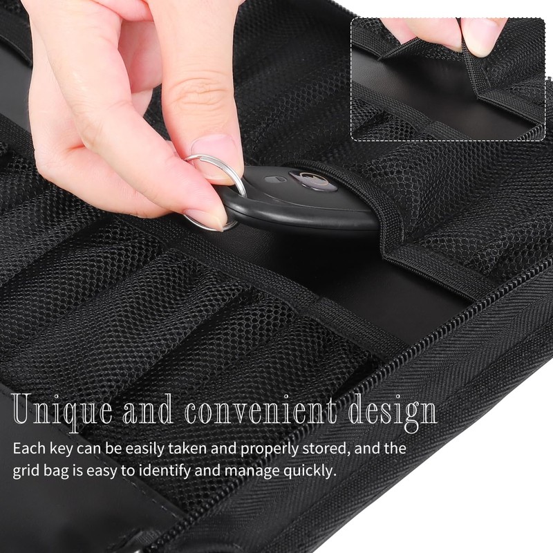 Portable Zippered Key Case,Car Key Holder Leather Key Organizer Case