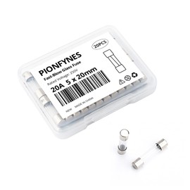 PIONFYNES (Pack of 20) 20A Fast-Blow Fuse 20Amp 250V Glass Fuses 0.2 x 0.78 inch/5 x 20 mm (20Amp)(F20AL, 250V)