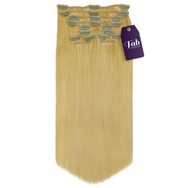 Fab Clip In Remy Full Head Hair Extensions 10-Piece Set #24-Light Blonde 15 inch