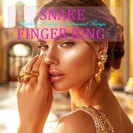 GRAEEN Snake Ring Vintage Snake Knuckle Rings Statement Biker Stackable Ring Reptile Serpent Band Ring Jewelry for Women (Style B)