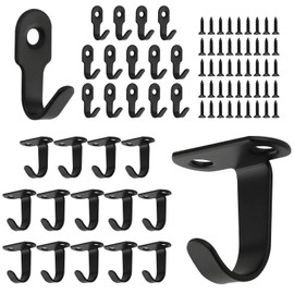Marjoramy 30 Pack Key,Coat & Ceiling Hooks – Black, Wall-Mounted Hooks with 50 Screws, Stainless Steel Hanger for Bathroom, Kitchen, Bedroom, Office, Towel, Scarf, Keys, Hat, Clothes