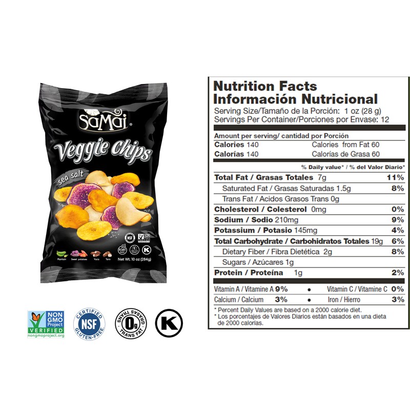 SAMAI Pacific Sea Salt Veggie Chips 10oz (Pack of 3)