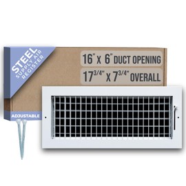 Fits 16x6 Duct Opening Steel Adjustable Air Supply Grille by Handua | Register Vent Cover Grill for Sidewall and Ceiling | White | Outer Dimensions: 17.75" X 7.75"