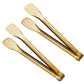 Gold Cooking Tongs Stainless Steel Kitchen Spatula Tongs Heavy Duty BBQ Grill Food Seriving Buffet Tongs - 2 Pack 9 Inches