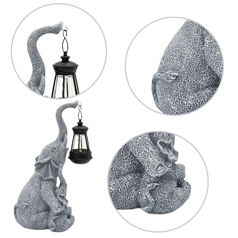 Elephant Solar Lantern,Waterproof Night Light, Lawn Landscape Light,Unique Garden Lamp,Resin