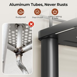 Orimade Rustproof 2 Tier Floor Standing Corner Shower Caddy Organizer with Toothbrush Holder, Large Spacing Floor Shower Shelf Rack Storage Stands with Hooks for Bathroom Kitchen, Black