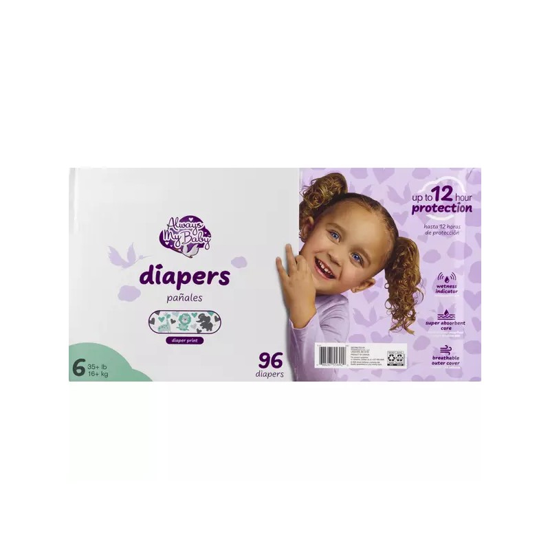 Always My Baby Diapers, Size 6 (35+ lb) 96 Diapers