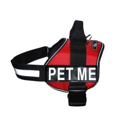 Doggie Stylz Dog Harness with Removable Patches and Reflective Trim. Dog Vest Comes with 2 PET ME Reflective Hook and Loop Patches. Measure Dogs Girth Before Purchase (Girth 12" - 16" Red)