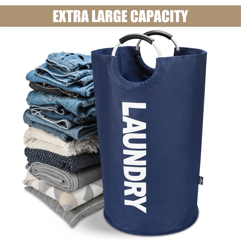 DOKEHOM 90L Large Laundry Basket, Collapsible Laundry Bag, Freestanding Tall