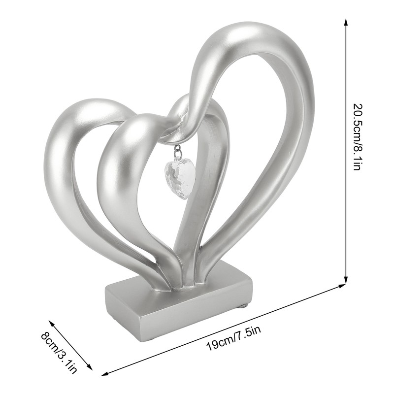 Double Heart Sculpture Resin Romantic Heart Statues Love Sculpture for