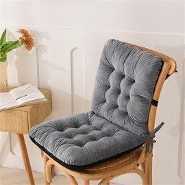 MTICYL Desk Chair Cushion with Ties,Non-Slip Office Seat Cushion with Back Support,Soft Rocking Chair Pad Backrest for Dorm,Car,Dining Room,Kitchen (Light Grey)