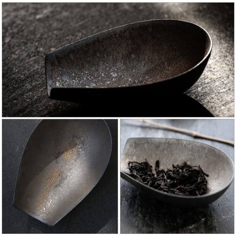 Housoutil Ceramic Cha He Tea Container Vintage Chinese Tea Scoop