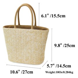 BBORGDC Handmade Yellow Straw Tote Bag for Women - Original Design Woven Beach Handbag, Perfect for Vacation, Travel, Daily Use, Lunch Bag